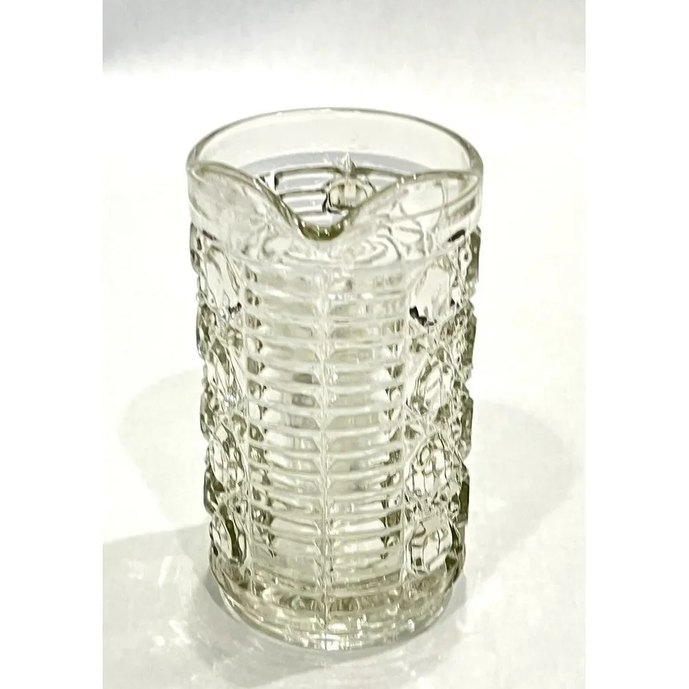 Vintage Federal Glass Co Clear Glass Pint Pitcher Windsor‎ Button Pattern - #292